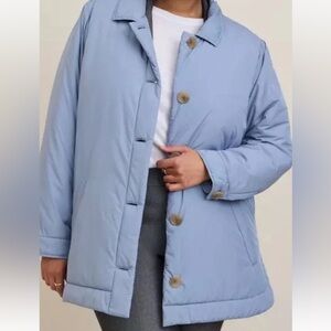 Torrid light-weight Blue Puffer Shacket‎ size 1X - 14-16 BNWT